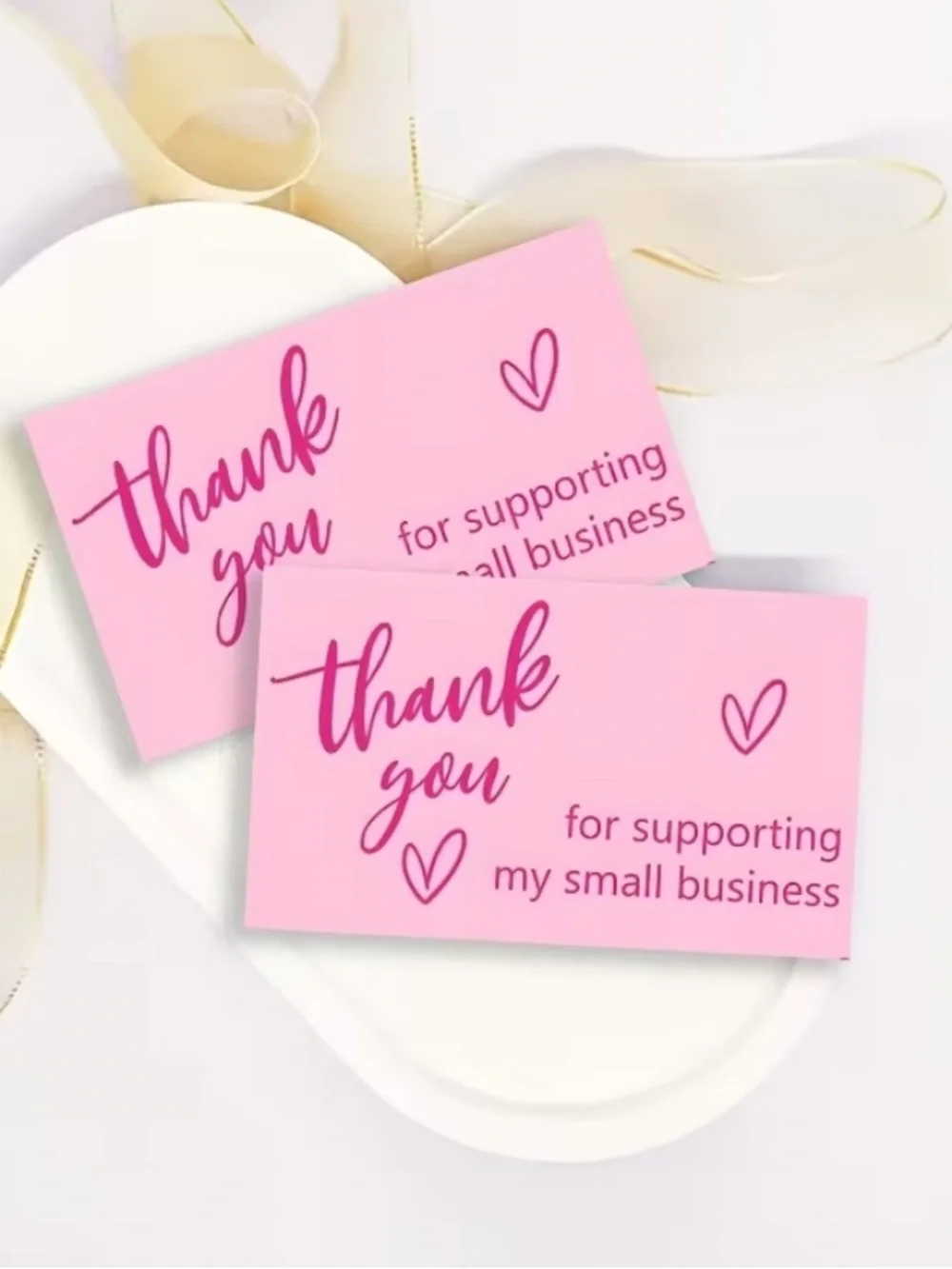 Pink Supporting My Small Business Thank you Cards - Set of 50